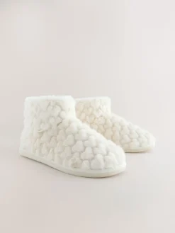 Next Faux Fur Heart Slipper Boots Ecru Best