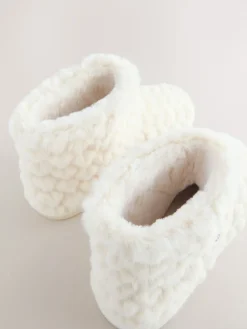 Next Faux Fur Heart Slipper Boots Ecru Best