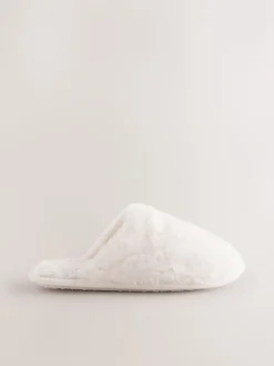 Next Faux Fur Mule Slippers Ecru Online