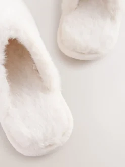 Next Faux Fur Mule Slippers Ecru Online