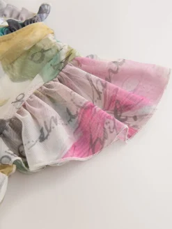 Next Pleated Mesh Print V-Neck Occasion Maxi Dress Ecru Floral Hot