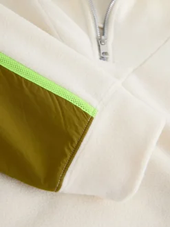 Next Half Zip Fleece with Colourblock Panels Ecru Sale