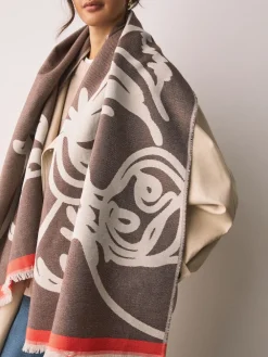 Next Ecru Hamish the Highland Cow Midweight Scarf