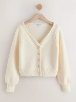 Next Heart Button Cardigan With Wool Ecru Hot