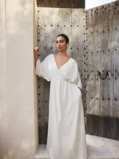 Next Jersey Kaftan Maxi Dress Ecru Sale