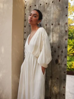 Next Jersey Kaftan Maxi Dress Ecru Sale