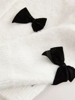 Next Knitted Velvet Bow Cardigan With Wool Ecru Sale