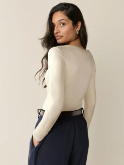 Next Long Sleeve Boat Neck T-Shirt Ecru Discount