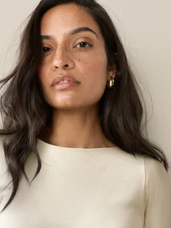 Next Long Sleeve Boat Neck T-Shirt Ecru Discount