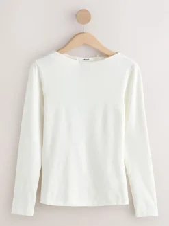 Next Long Sleeve Boat Neck T-Shirt Ecru Discount