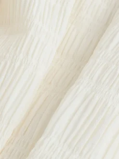 Next Long Sleeve Boatneck Textured Button-Front Blouse Ecru Online