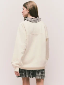 Next Relaxed Fit Heavyweight Longline Crew Neck Sweatshirt Ecru Off White New