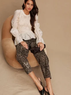 Next Sheer Smocked Long Sleeve Top Ecru Best