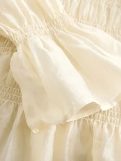 Next Sheer Smocked Long Sleeve Top Ecru Best