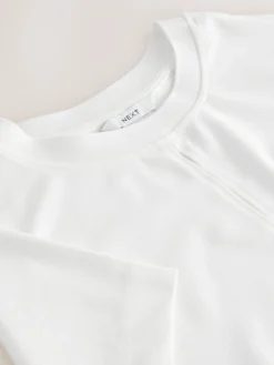 Next Short Sleeve Keyhole Crew Neck Top Ecru Sale