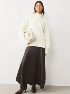 Next Stand Neck Chunky Knit Jumper With Wool Ecru Discount