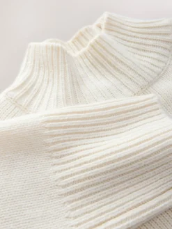 Next Stand Neck Chunky Knit Jumper With Wool Ecru Discount