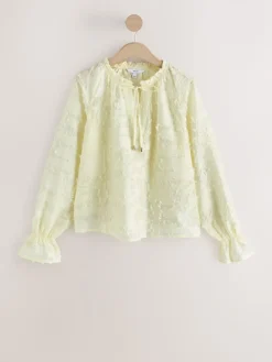 Next Tufty Jacquard Long Sleeve Blouse Ecru Discount