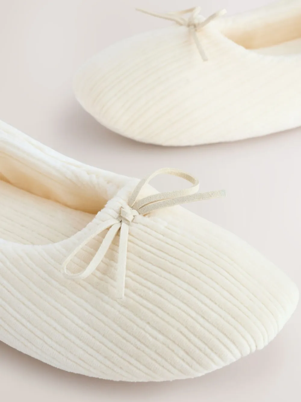 Next Velour Cord Ballet Slippers Ecru Outlet