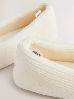 Next Velour Cord Ballet Slippers Ecru Outlet