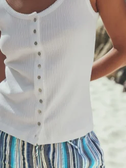 Next Pointelle Cami Vest Top Ecru White Outlet