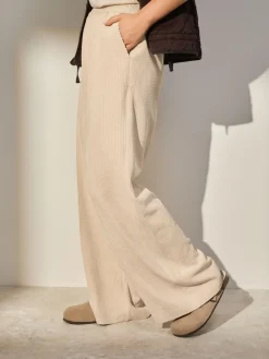 Next Ecru Wide Leg Soft Cord Trousers Sale