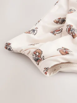 Next High Waist High Leg Bikini Bottoms Ecru Woodblock New