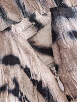 Next Crinkle Satin Asymetric Midi Skirt Ecru Zebra Print