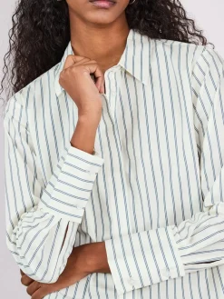 Next Ecru/Navy Fitted Stretch Essential Long Sleeve Shirt Hot