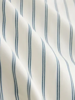 Next Ecru/Navy Fitted Stretch Essential Long Sleeve Shirt Hot