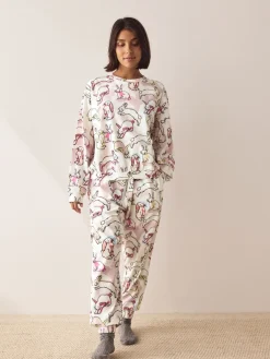 Next Long Sleeve Pyjamas Ecru/Pink Bunny Discount
