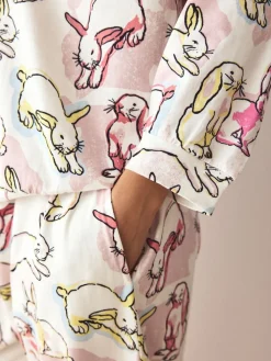 Next Long Sleeve Pyjamas Ecru/Pink Bunny Discount