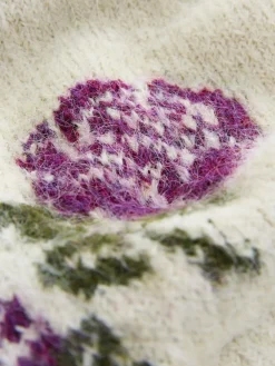 Next Crew Neck Jumper With Wool Ecru/Purple Floral New