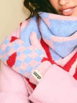 Eleanor Bowmer Checkerboard Lips Mittens White/Black Hot