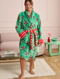 Eleanor Bowmer Leopard Print Fleece Robe Green Leopard Best