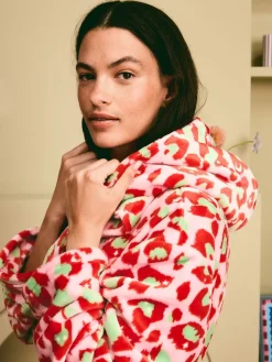 Eleanor Bowmer Leopard Print Fleece Robe Pink and Green Best