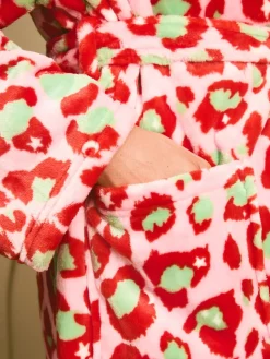 Eleanor Bowmer Leopard Print Fleece Robe Pink and Green Best
