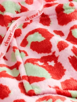 Eleanor Bowmer Leopard Print Fleece Robe Pink and Green Best