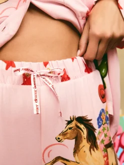 Eleanor Bowmer Pale Pink Howdy Viscose Button Through Pyjamas Hot