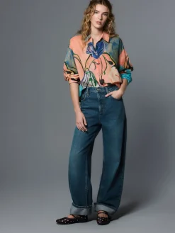 Next Relaxed Long Sleeve Cotton Lightweight Shirt Elizabeth Power Artist Print Outlet