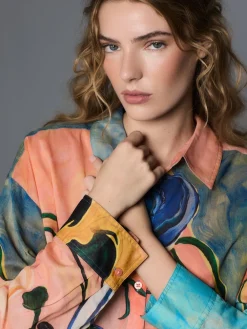 Next Relaxed Long Sleeve Cotton Lightweight Shirt Elizabeth Power Artist Print Outlet