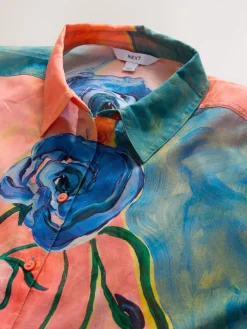 Next Relaxed Long Sleeve Cotton Lightweight Shirt Elizabeth Power Artist Print Outlet