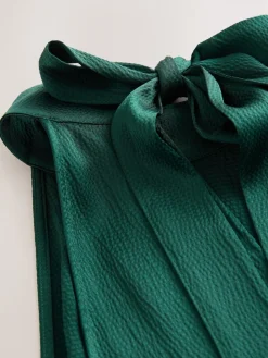 Next Emerald Green Textured Satin Halter Sleeveless Midi Dress Sale