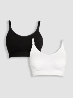 Jojo Maman Bébé Emma Jane Black and White 2-Pack Cotton Seamless Nursing Bras Best