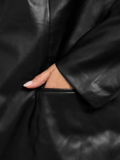 Evans Black Faux Leather Blazer