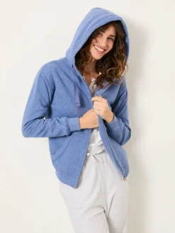 Fat Face FatFace Amy Borg Lined Zip Through Hoodie Pale Blue Best
