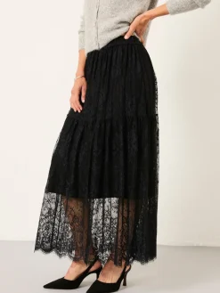Fat Face FatFace Annie Black Lace Midi Skirt Best