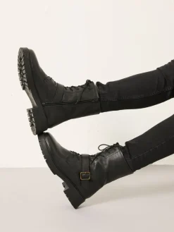 Fat Face FatFace Black Lace Up Buckle Boot Best