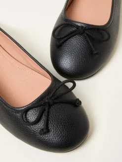Fat Face FatFace Leather Ballerina Pump Black Outlet