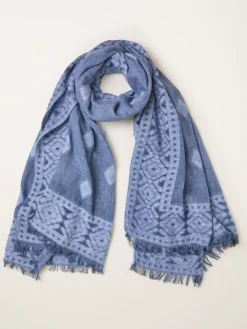Fat Face FatFace Blue Jaquard Scarf Sale